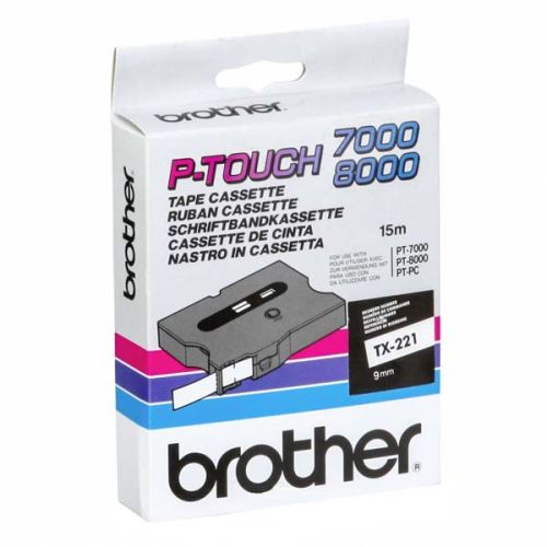 BROTHER Fita laminada Branco/Preto, 9mm. P-Touch 7000/8000 , Brother , BROTX221 , 4977766051392